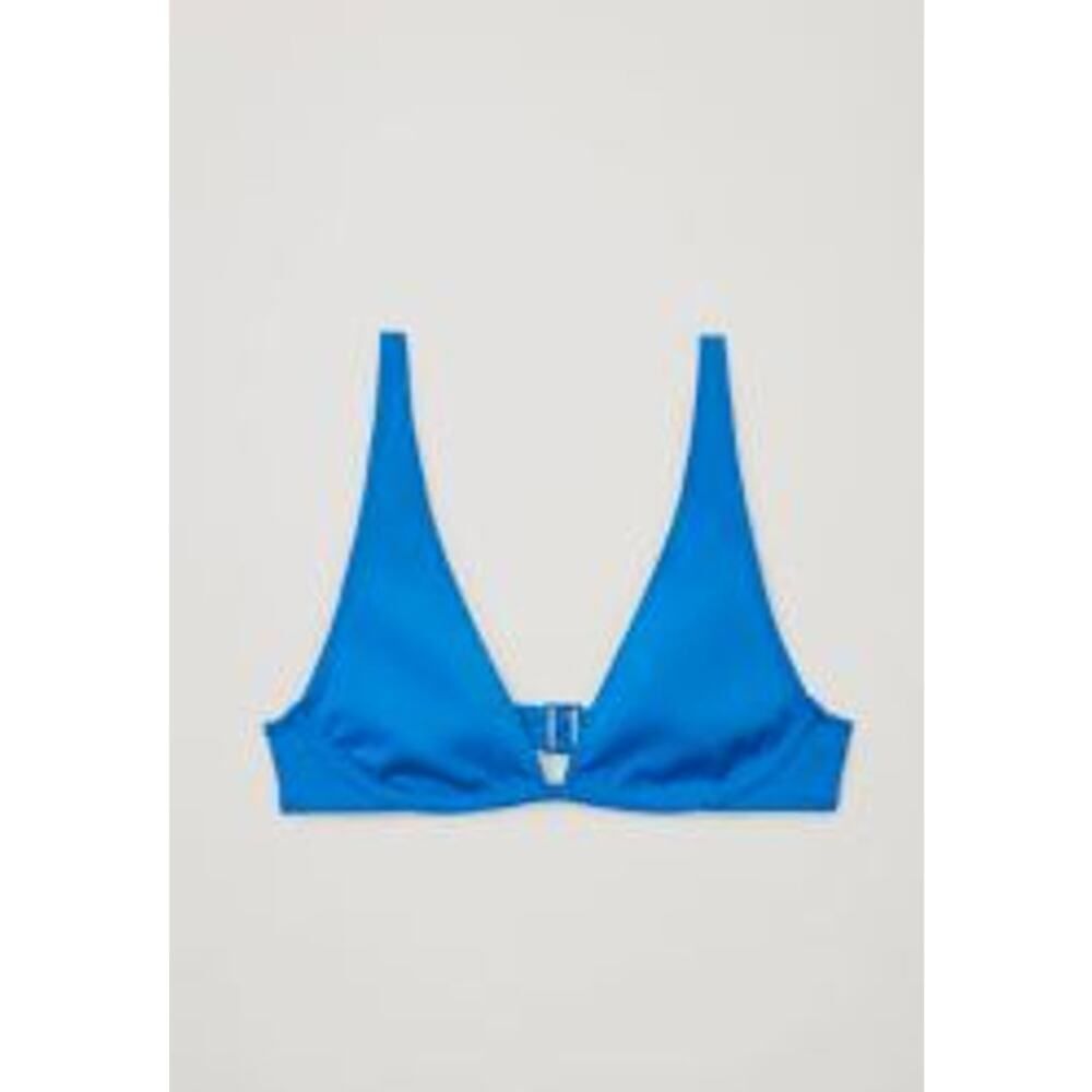 COS Women's Recycled Polyamide Plunge Bikini Top Sz 34 A NWT 39 Blue